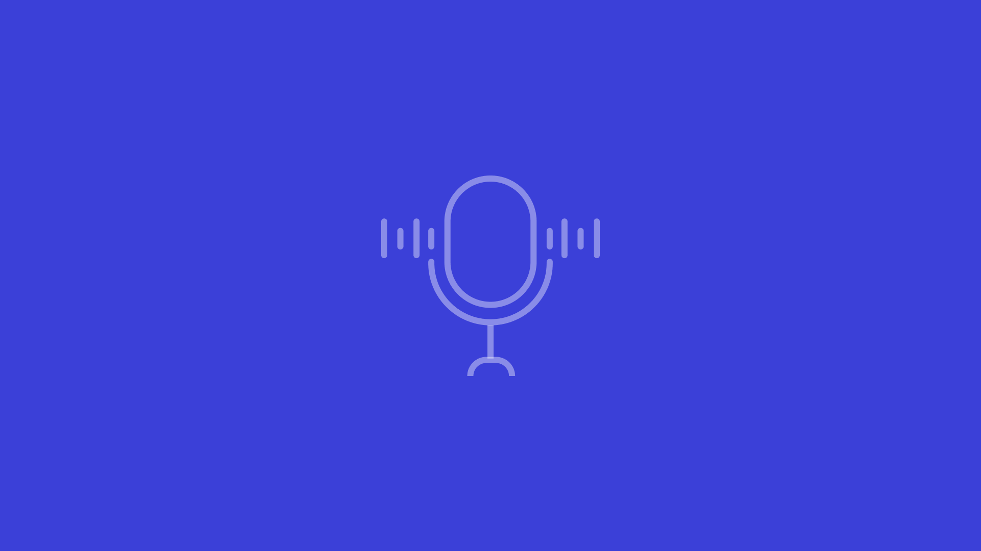 Microphone icon with a dark blue geometric background