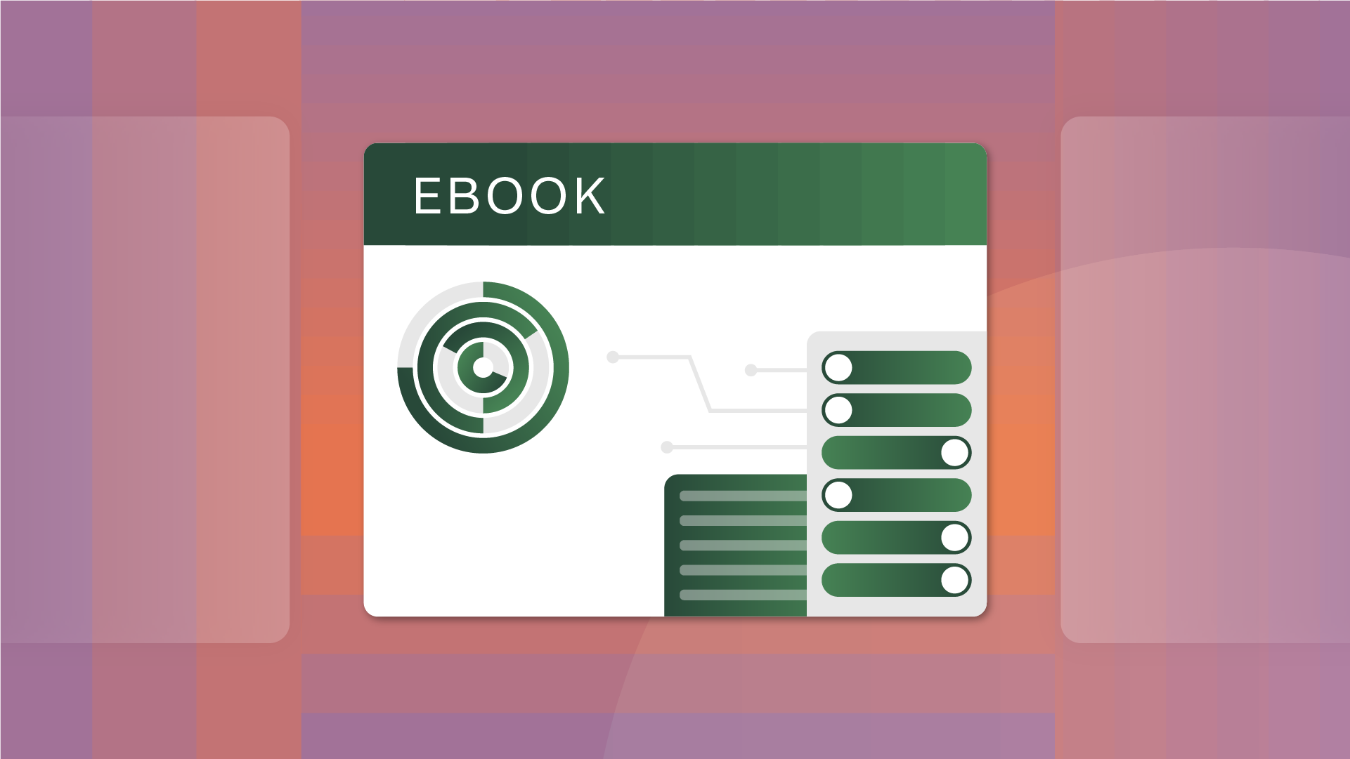 Cover of an eBook with misc charts and graphs on it atop a multi gradient mauve background