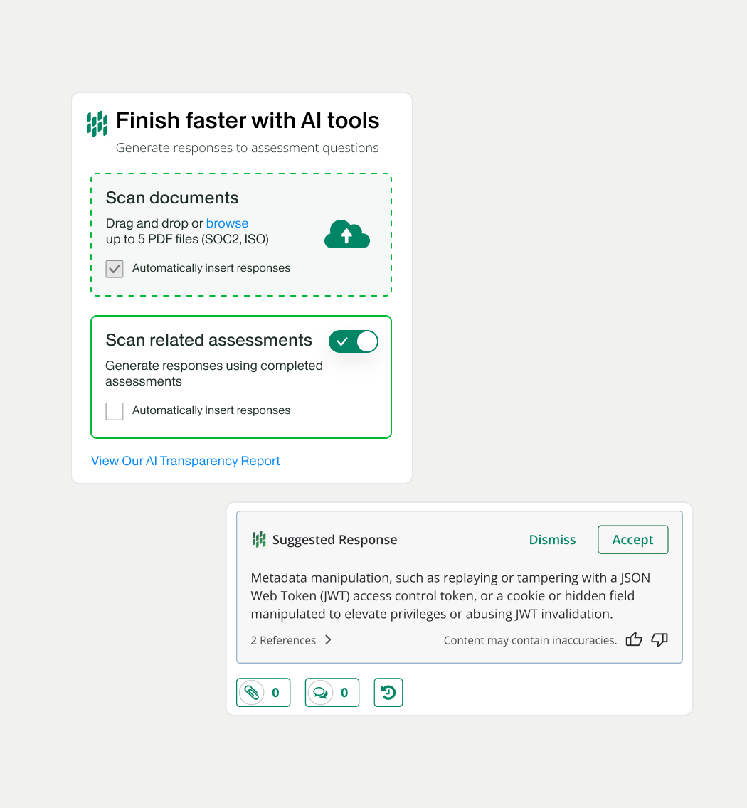 AI document scanning widget and Suggested response box