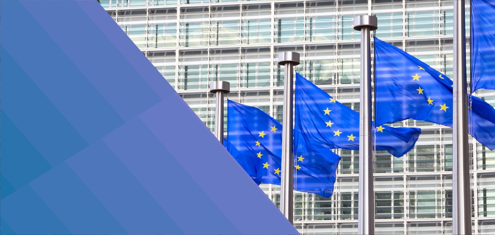 EU flags in front of the EU Commission Building
